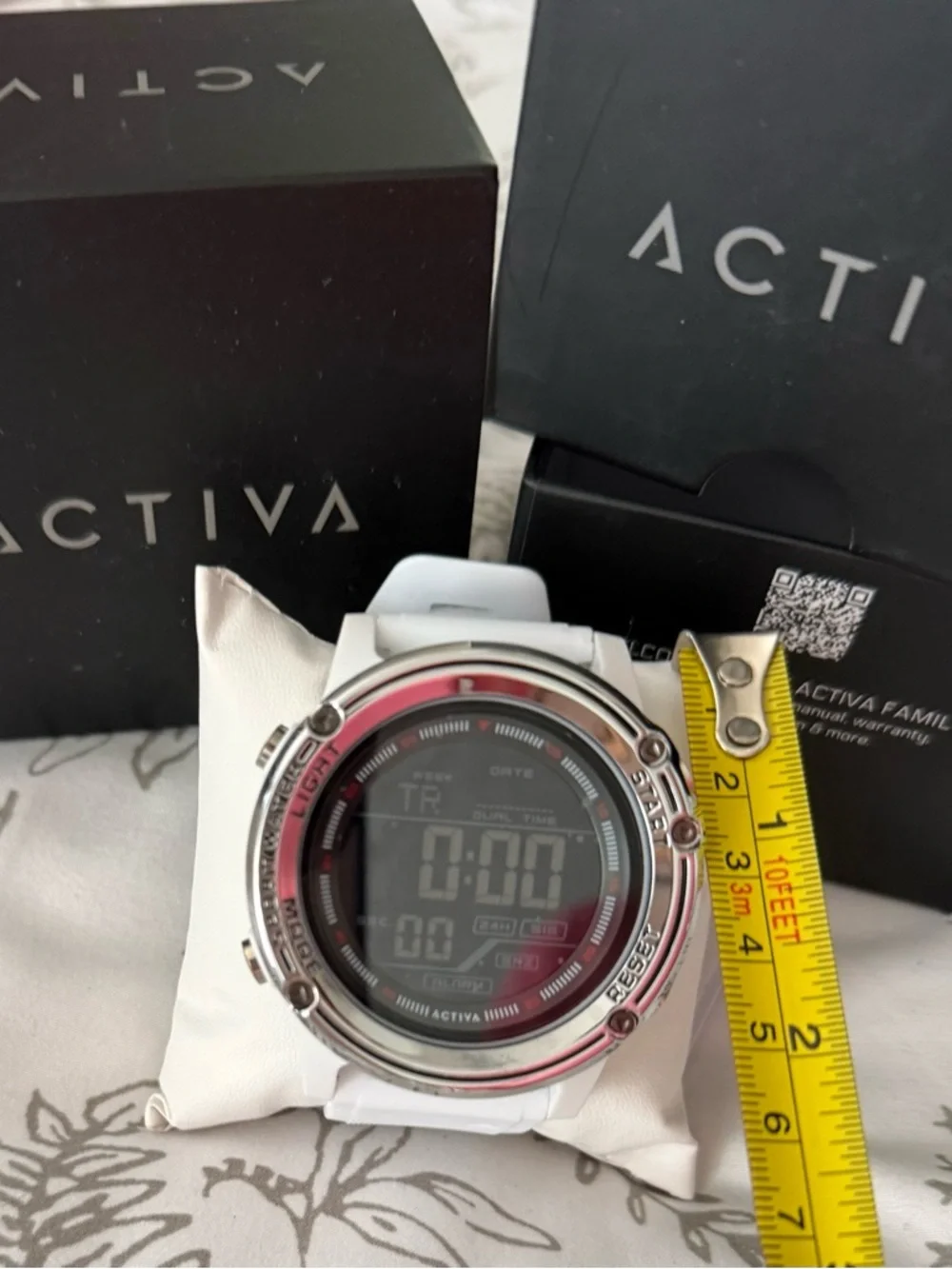 Ativa White Digital Sports Watch with Silver Bezel